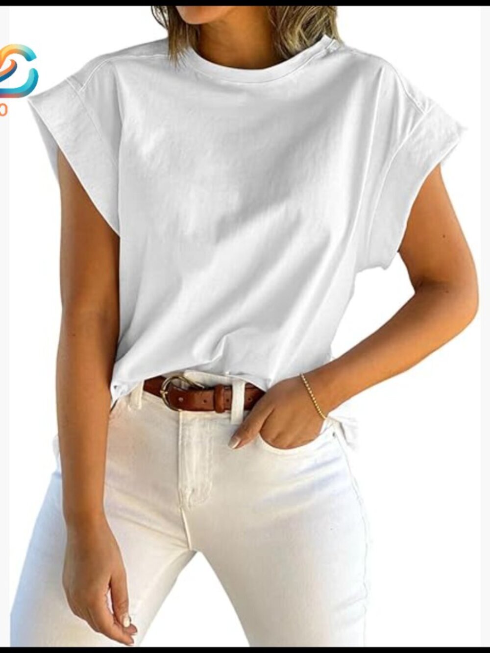 Women's Cap Sleeve Tank Top Loose Fit Basic Tee Recycled Material Casual